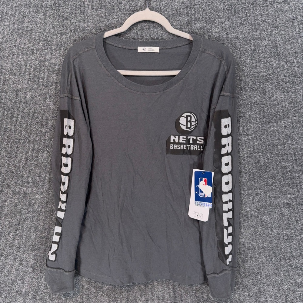 '47 Brooklyn Nets Shirt Adult Small Gray Graphic Tshirt NBA Fan Gear NEW